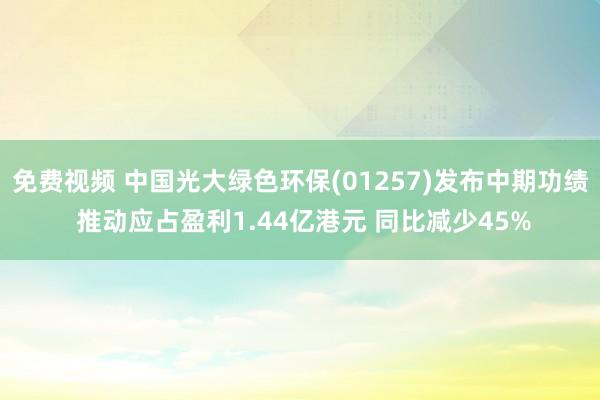 免费视频 中国光大绿色环保(01257)发布中期功绩 推动应占盈利1.44亿港元 同比减少45%