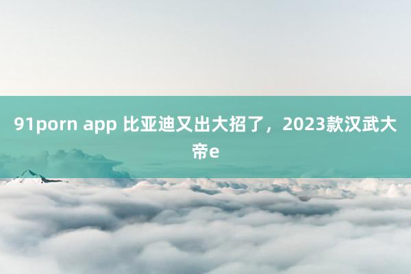 91porn app 比亚迪又出大招了，2023款汉武大帝e