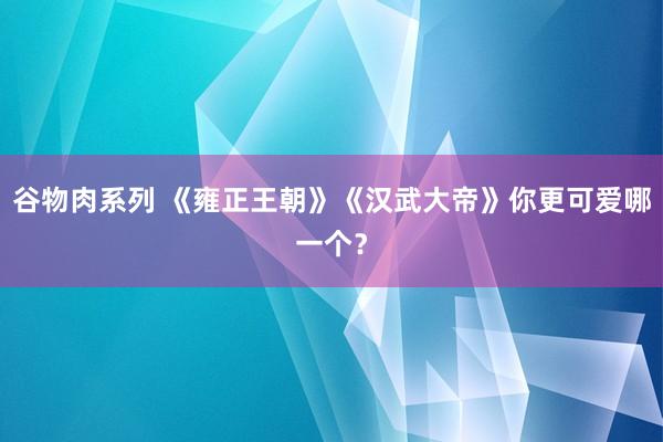 谷物肉系列 《雍正王朝》《汉武大帝》你更可爱哪一个？